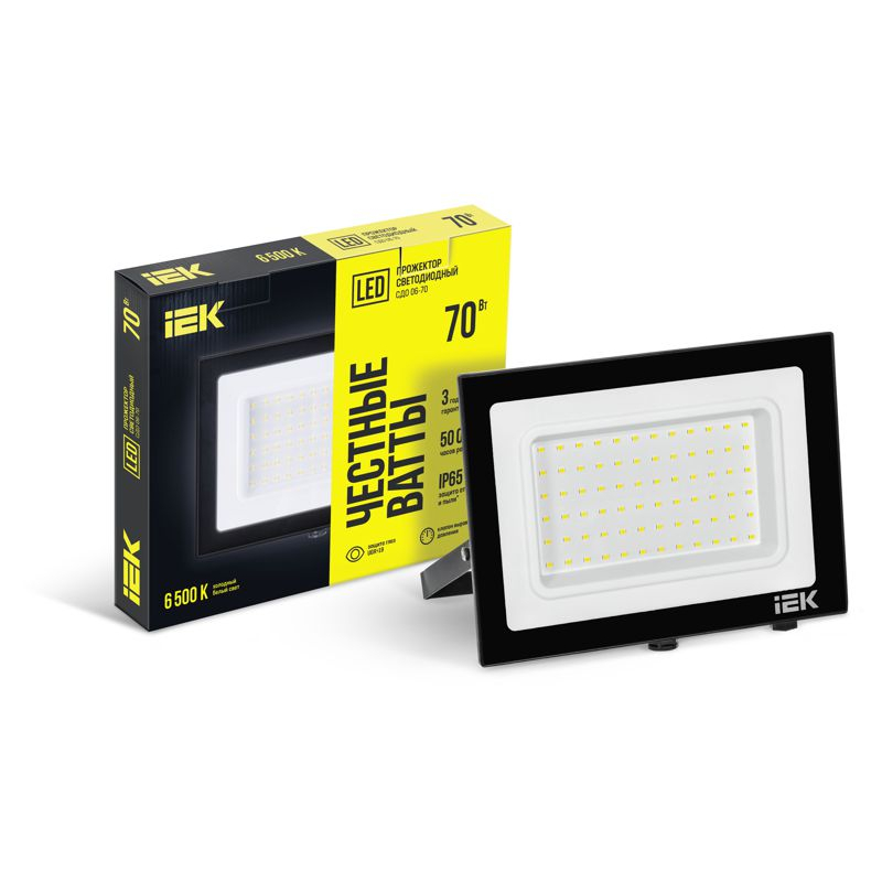 Прожектор СДО 06-70 светодиодный черный IP65 6500 K IEK