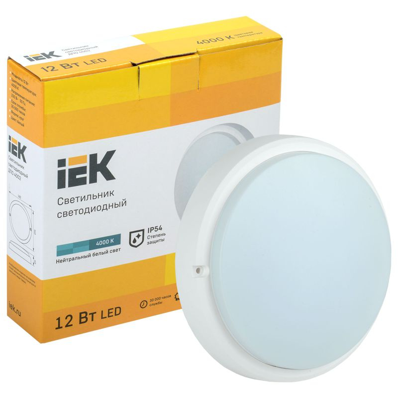 Светильник светодиодный ДПО 4002 12Вт 4000K IP54 круг белый IEK