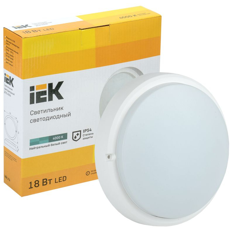 Светильник светодиодный ДПО 4004 18Вт 4000K IP54 круг белый IEK