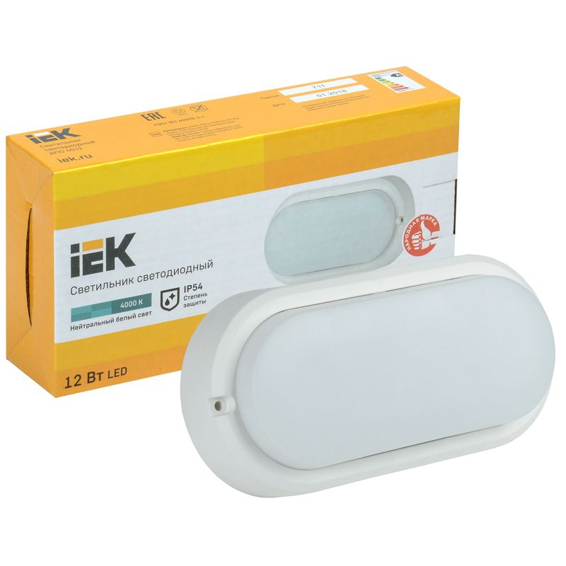 Светильник светодиодный ДПО 4012 12Вт 4000K IP54 овал белый IEK