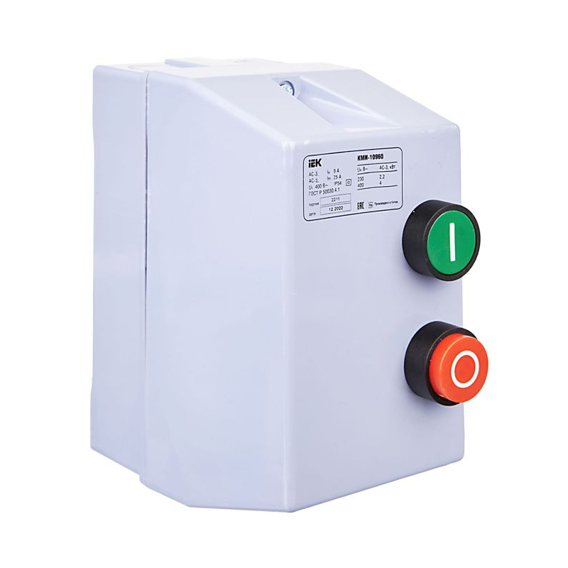 Контактор КМИ10960 9А в оболочке 380В/АС3 IP54 IEK