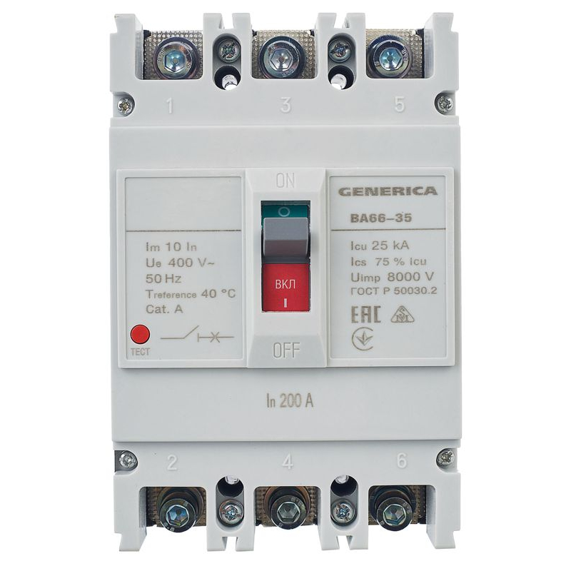 Выключатель автоматический ВА66-35 3Р 200А 25кА GENERICA