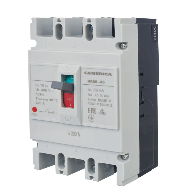 Выключатель автоматический ВА66-35 3Р 200А 25кА GENERICA