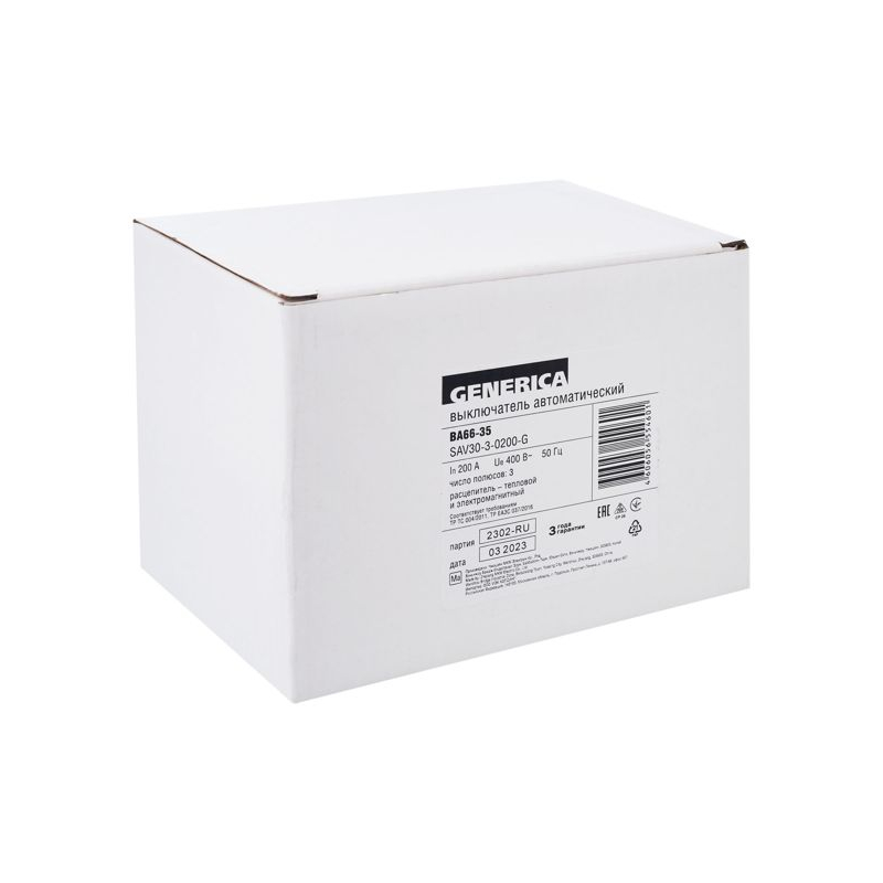 Выключатель автоматический ВА66-35 3Р 200А 25кА GENERICA