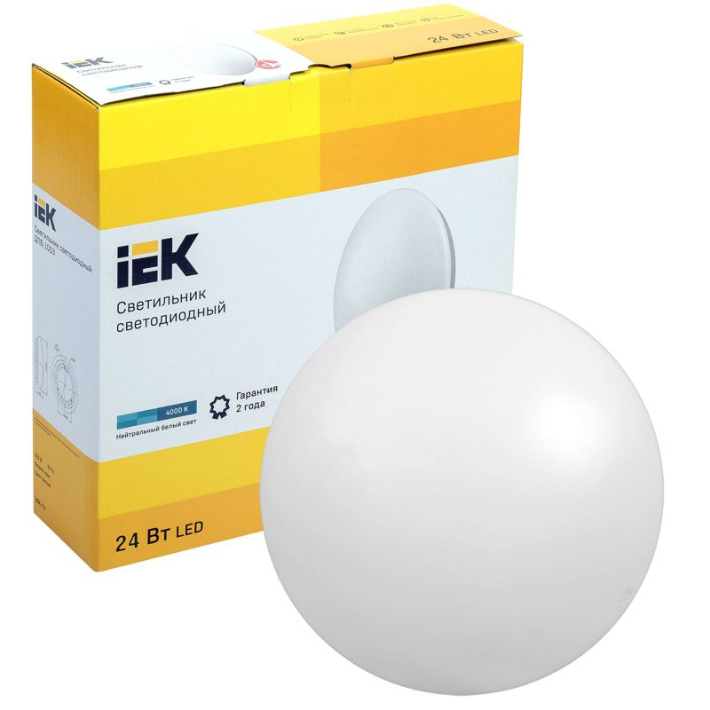 Светильник светодиодный ДПБ 1003 24Вт IP20 4000K круг белый IEK