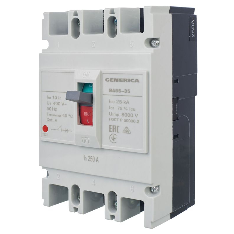 Выключатель автоматический ВА66-35 3Р 250А 25кА GENERICA