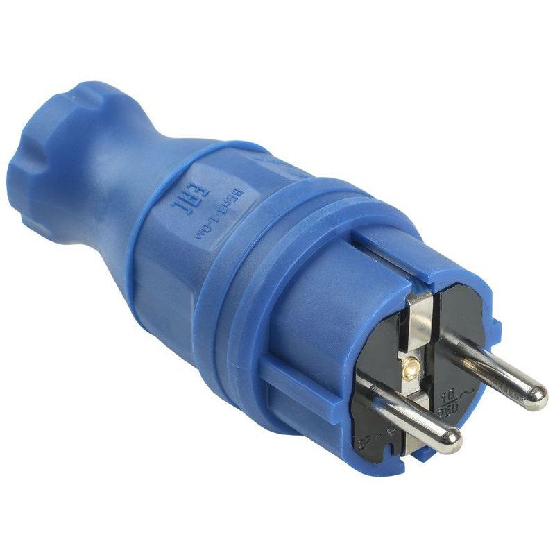 Вилка прямая ВБп3-1-0м IP44 ОМЕГА каучук синяя IEK