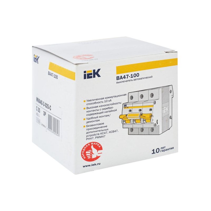 KARAT Автоматический выключатель ВА47-100 3P C 25А 10кА IEK