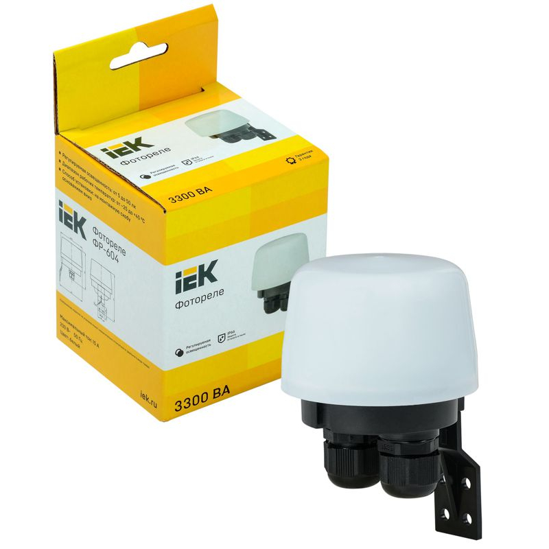 Фотореле ФР-604 3300ВА IP66 белый IEK