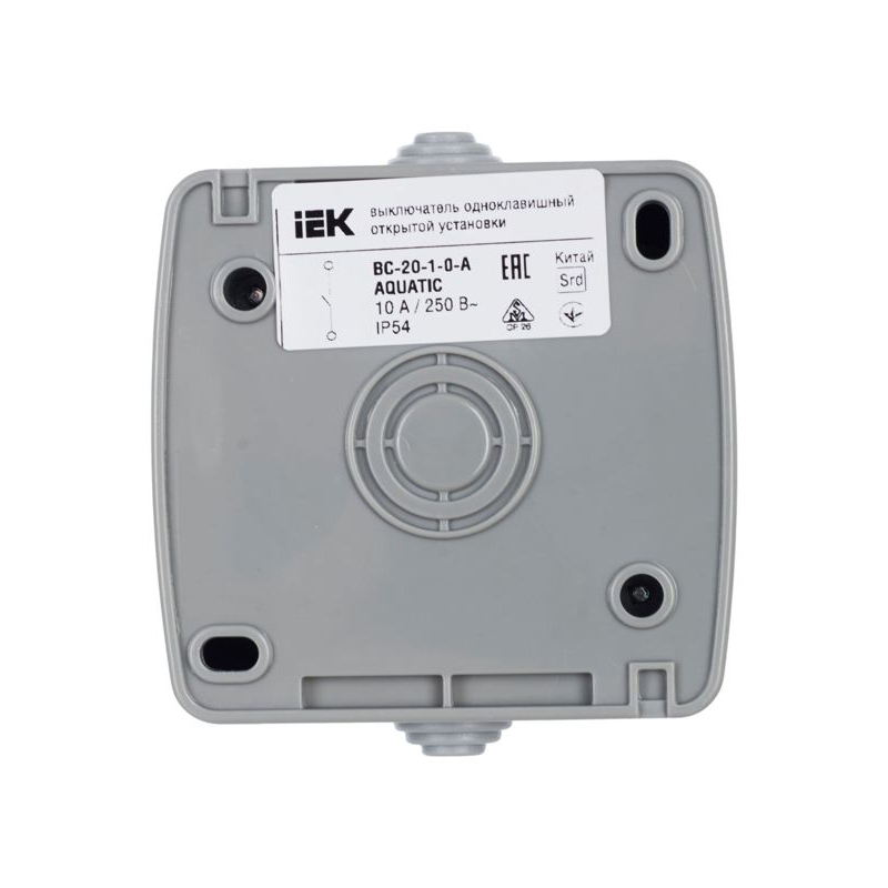 AQUATIC Выключатель 1-клавишный для открытой установки 10А IP54 ВС-20-1-0-А IEK