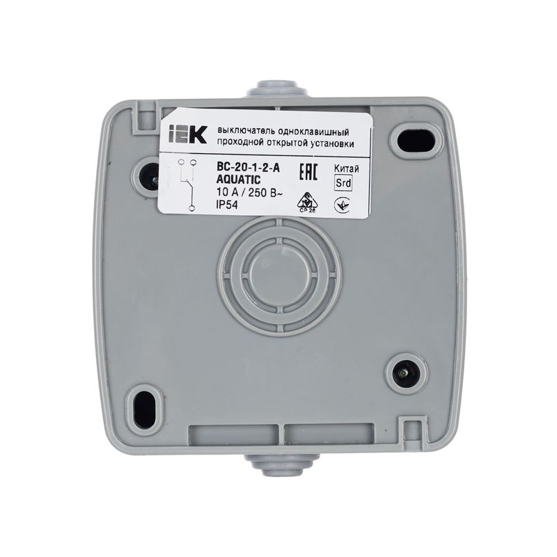 AQUATIC Выключатель 1-клавишный проходной для открытой установки 10А IP54 ВС-20-1-2-А IEK