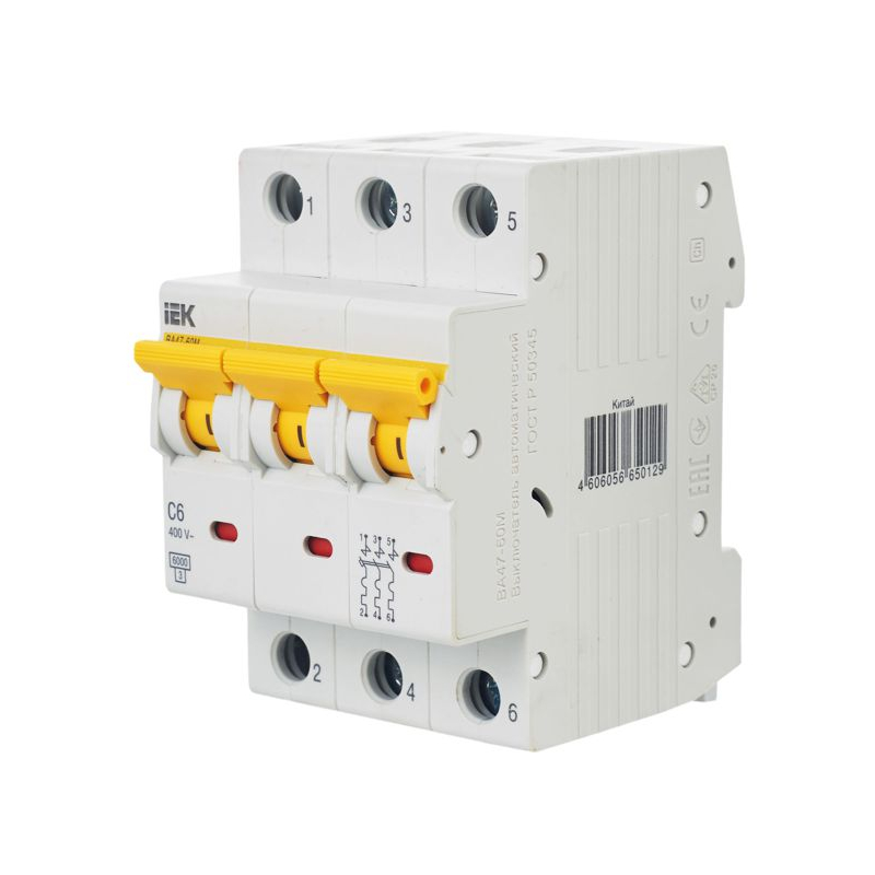 KARAT Автоматический выключатель ВА47-60M 3P C 6А 6кА IEK