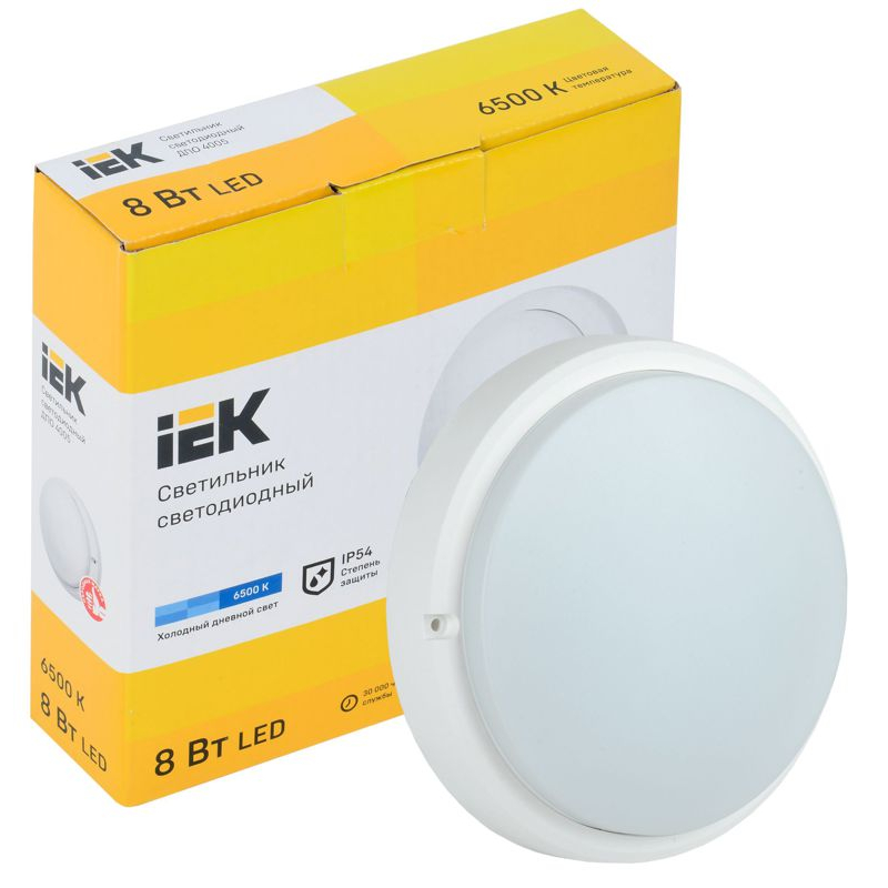 Светильник светодиодный ДПО 4005 8Вт 6500K IP54 круг белый IEK