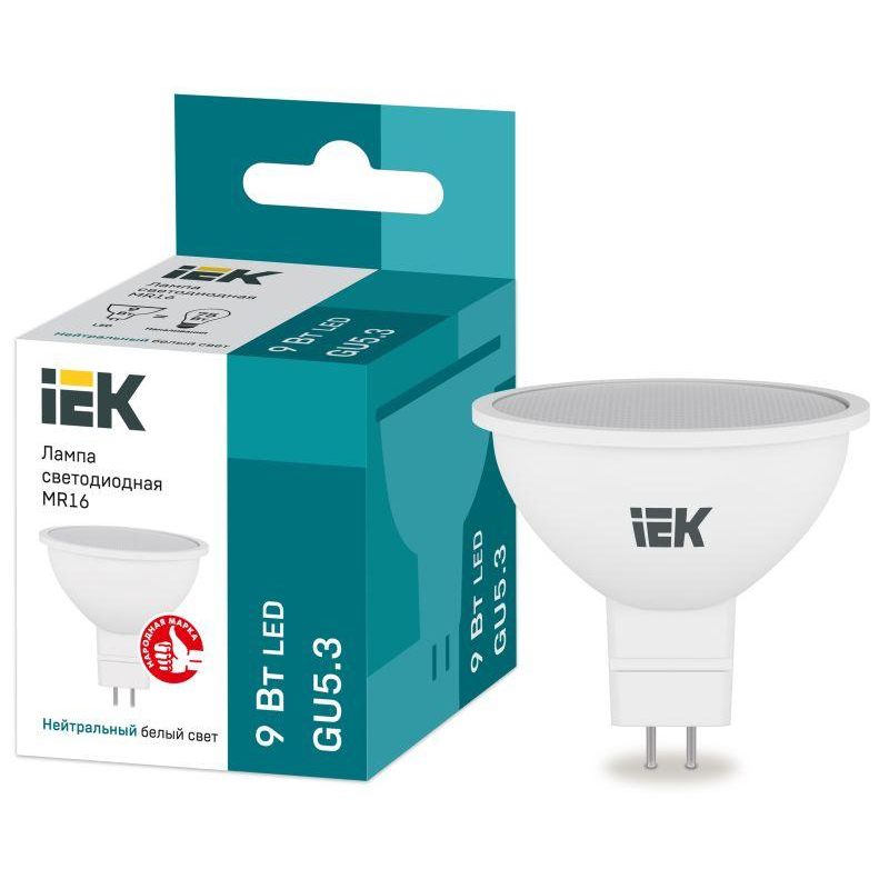 Лампа светодиодная MR16 софит 9Вт 230В 4000К GU5.3 IEK LLE-MR16-9-230-40-GU5