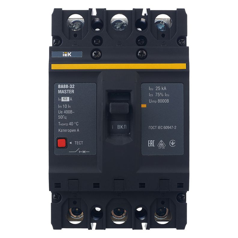 Выключатель автоматический ВА88-32 3Р 63А 25кА MASTER IEK