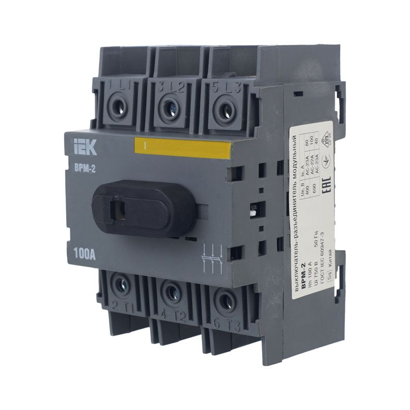 Выключатель-разъединитель модульный ВРМ-2 3P 100А IEK