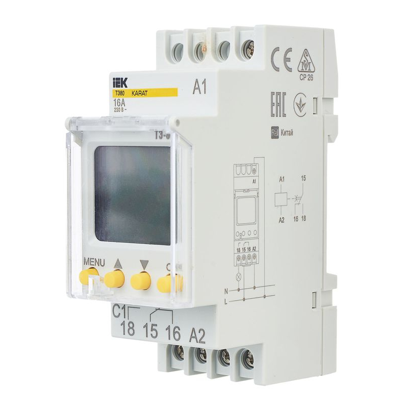 Таймер ТЭ80 цифровой 16А 230В на DIN-рейку KARAT IEK
