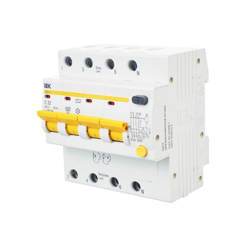 KARAT Дифференциальный автомат АД14 4P 32А 100мА тип AC IEK