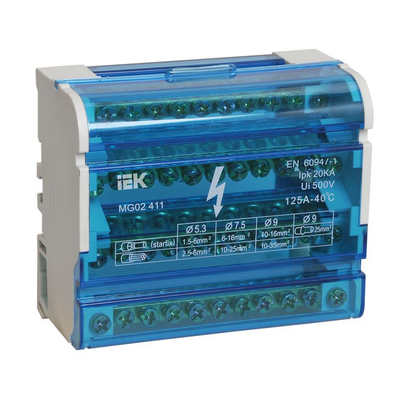 Шины на DIN-рейку в корпусе (кросс-модуль) ШНК 4х11 3L+PEN IEK