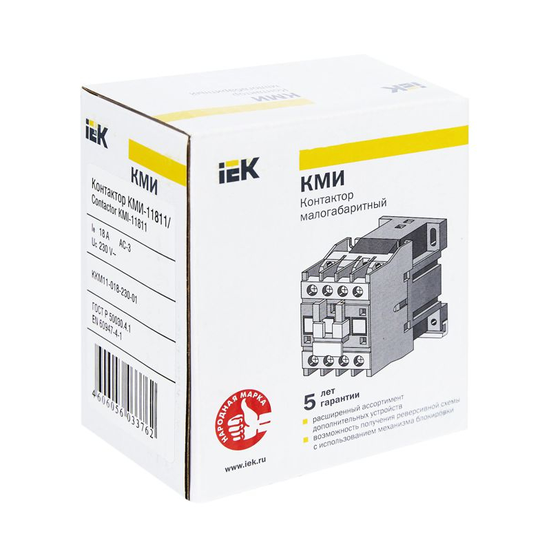 Контактор КМИ-11811 18А 230В/АС3 1NC IEK