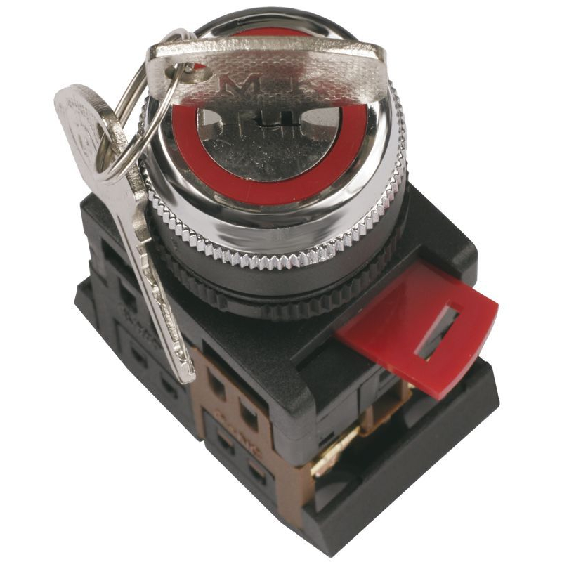 Переключатель АKS-22 на 2 положения I-O 1з+1р с ключом черный IEK