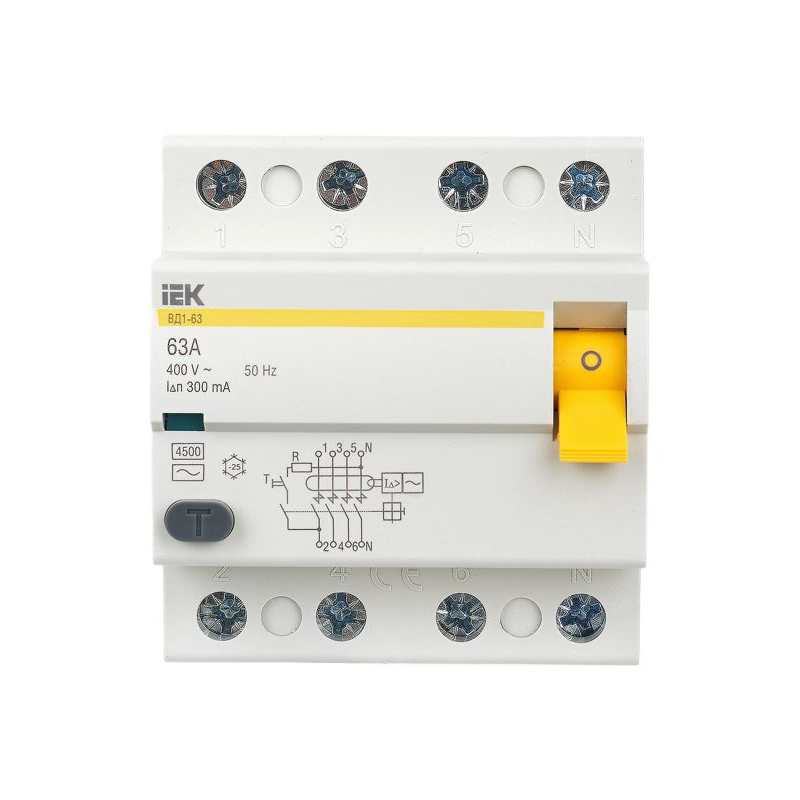 Выключатель дифференциальный (УЗО) ВД1-63 4Р 63А 300мА IEK