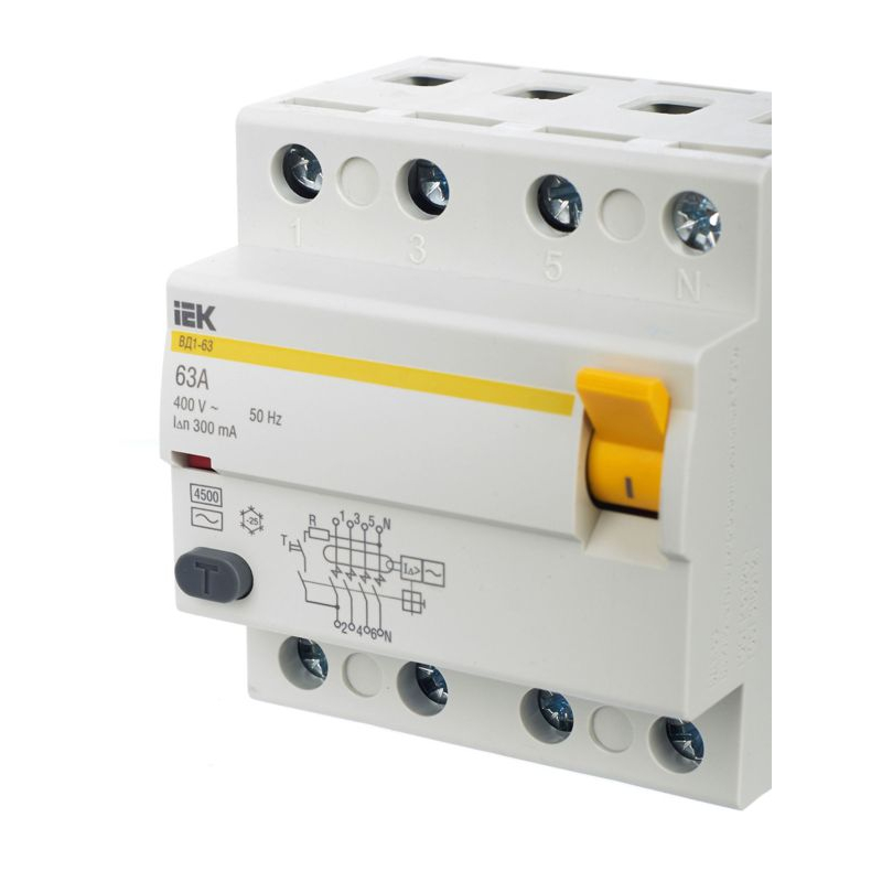 Выключатель дифференциальный (УЗО) ВД1-63 4Р 63А 300мА IEK