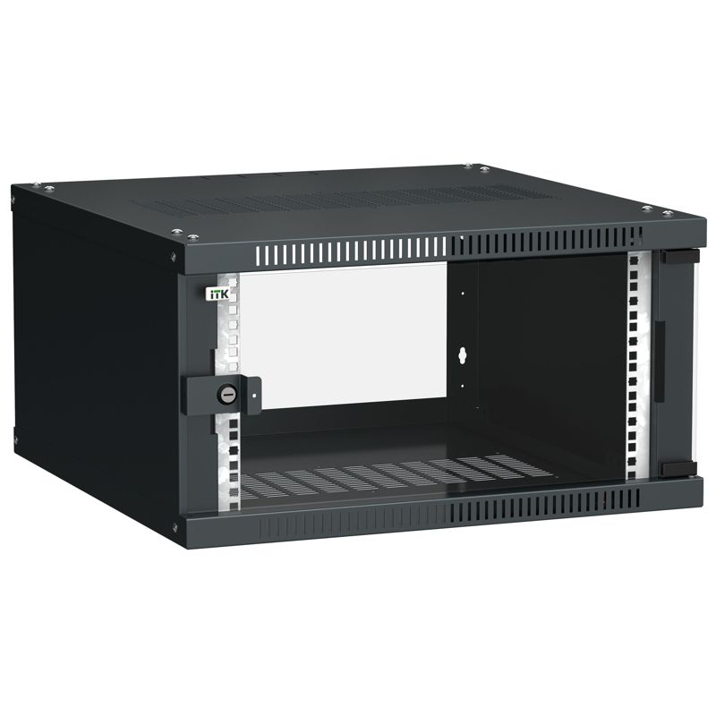 ITK Шкаф настенный LINEA WE 6U 600х600мм дверь стекло черный
