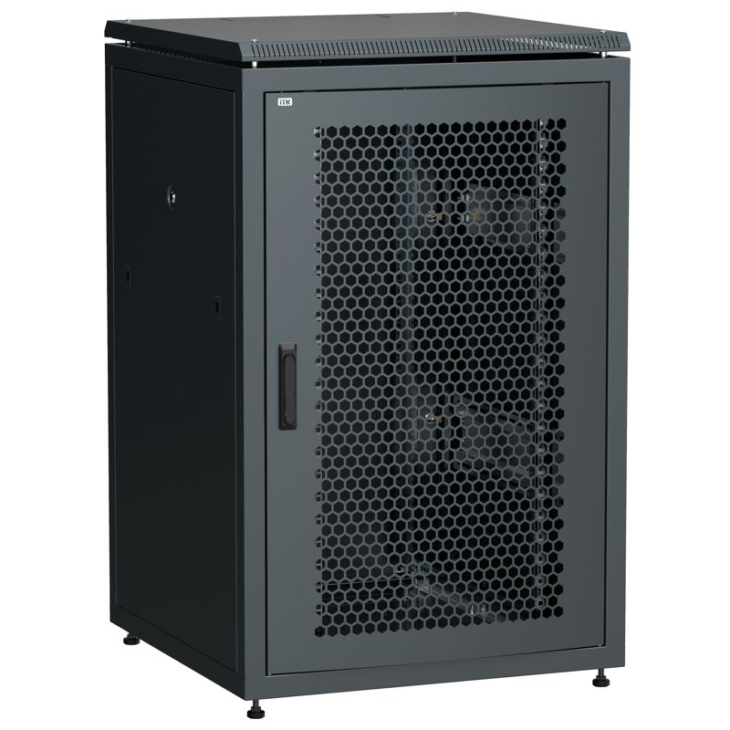 ITK LINEA N Шкаф сетевой 19 24U 800х800мм перфорированная передняя дверь задняя металлическая черный