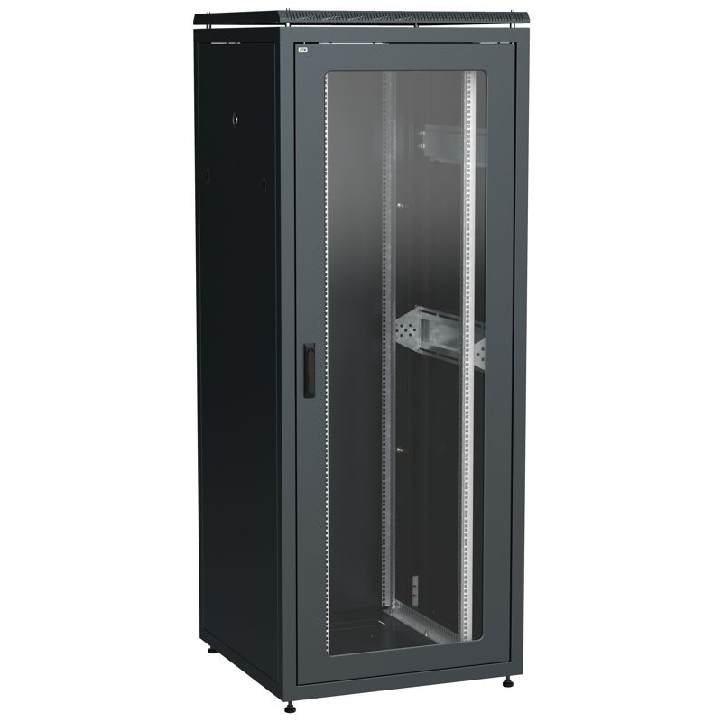 ITK LINEA N Шкаф сетевой 19 42U 800х800мм стеклянная передняя дверь задняя металлическая черный