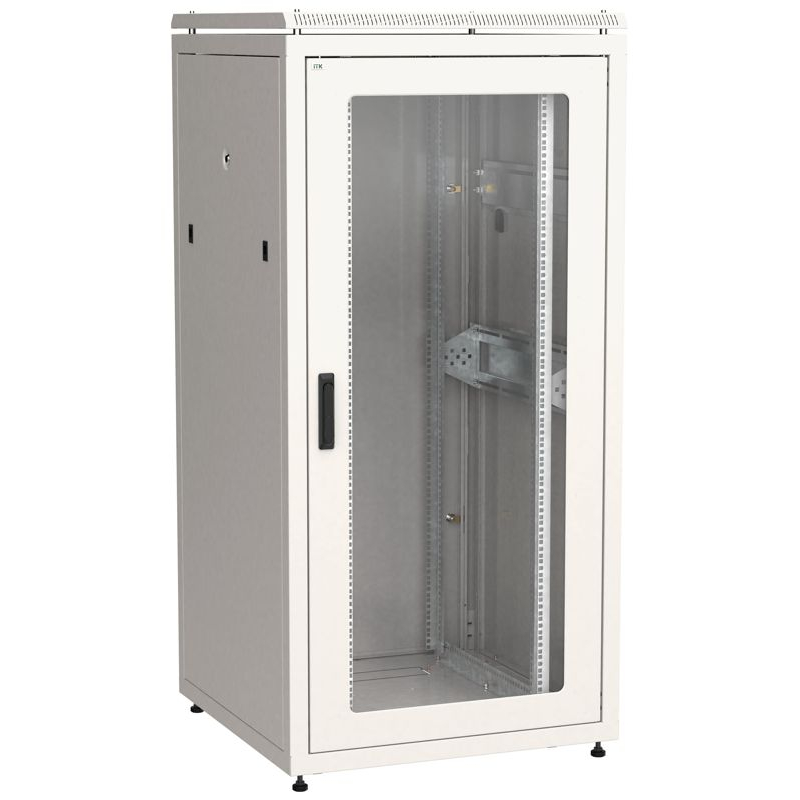 ITK LINEA N Шкаф сетевой 19 33U 800х800мм стеклянная передняя дверь задняя металлическая серый