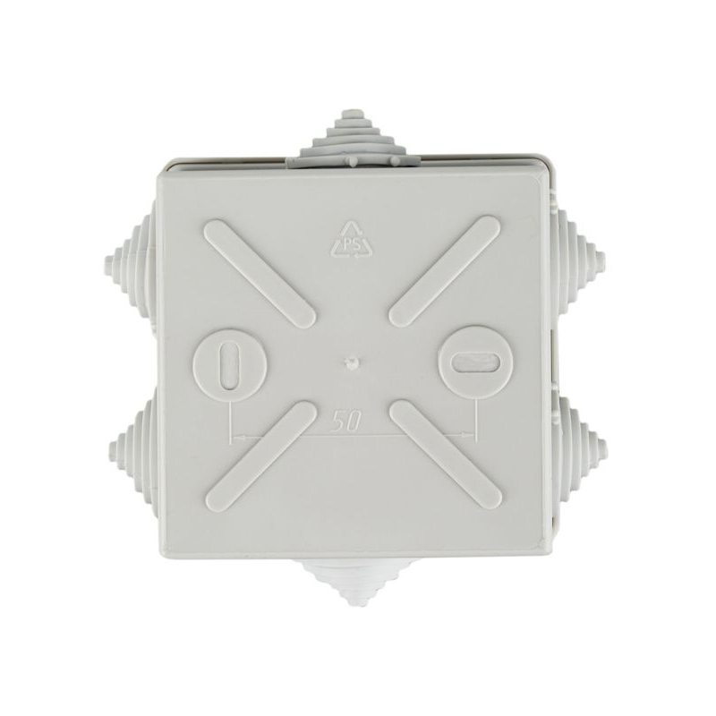 Коробка распаячная КМ41235 для открытой проводки безгалогенная (HF) 85х85х40мм IP44 6 гермовводов серая IEK