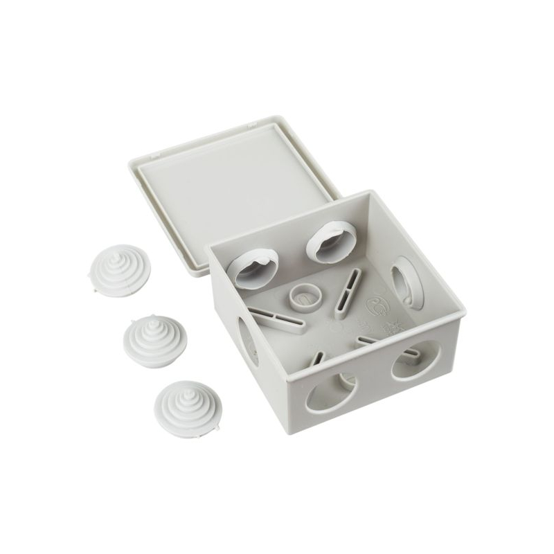 Коробка распаячная КМ41235 для открытой проводки безгалогенная (HF) 85х85х40мм IP44 6 гермовводов серая IEK