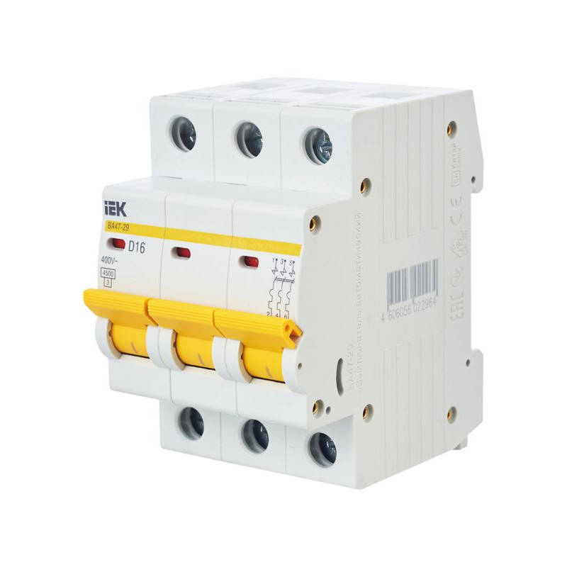 KARAT Автоматический выключатель ВА47-29 3P D 16А 4,5кА IEK