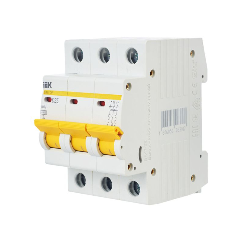 KARAT Автоматический выключатель ВА47-29 3P D 25А 4,5кА IEK