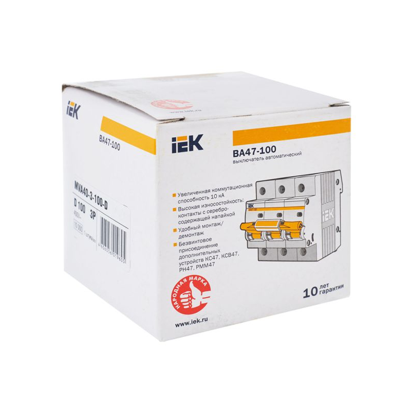 KARAT Автоматический выключатель ВА47-100 3P D 100А 10кА IEK