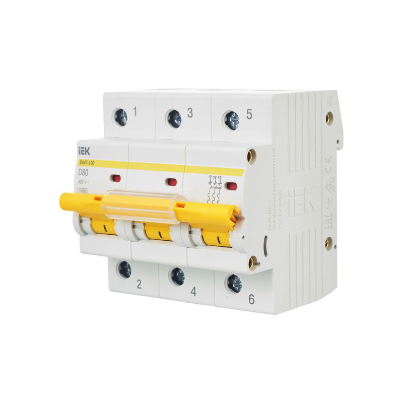 KARAT Автоматический выключатель ВА47-100 3P D 80А 10кА IEK