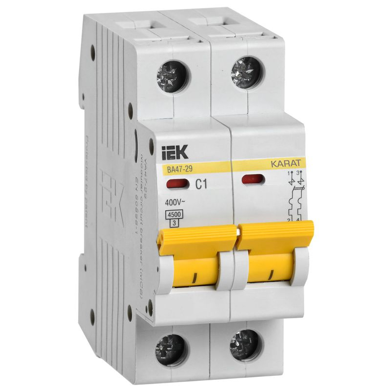 KARAT Автоматический выключатель ВА47-29 2P C 1А 4,5кА IEK