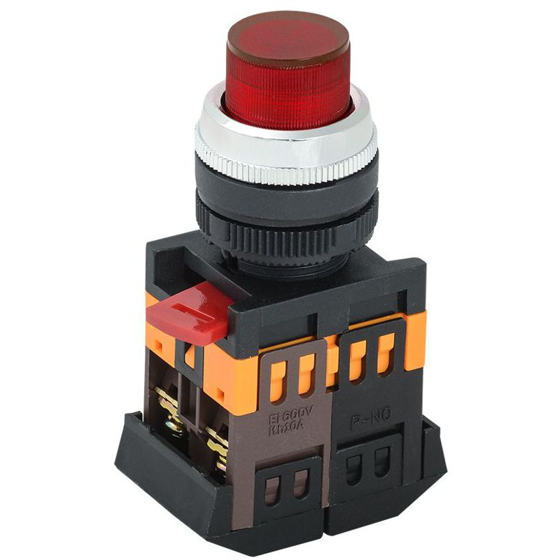 Кнопка ABLFP-22 красный d=22мм неон/240В 1з+1р IEK