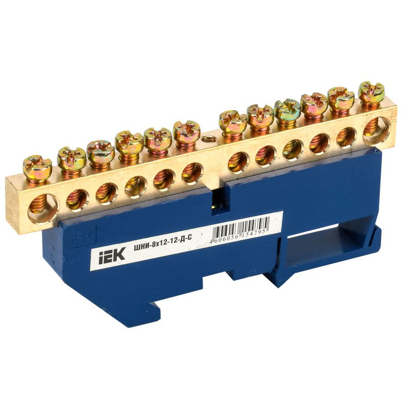 Шина N ноль на DIN-изол ШНИ-8х12-12-Д-С IEK