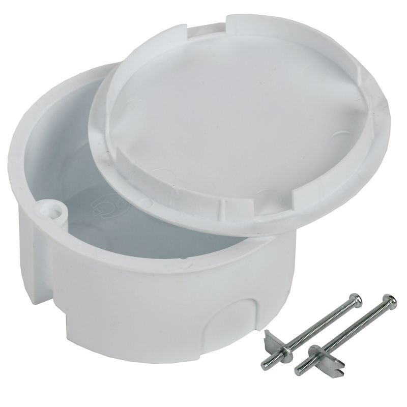 Коробка распаячная КМ41024 для полых стен безгалогенная (HF) D=80х40мм с металлическими лапками с крышкой IEK