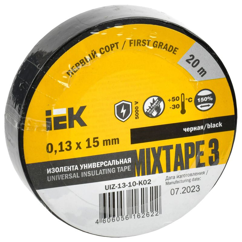 MIXTAPE 3 Изолента 0,13х15мм черная 20м IEK