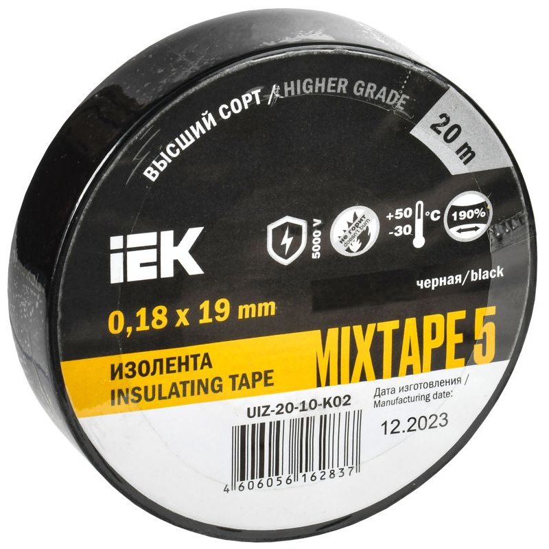 MIXTAPE 5 Изолента 0,18х19мм черная 20м IEK