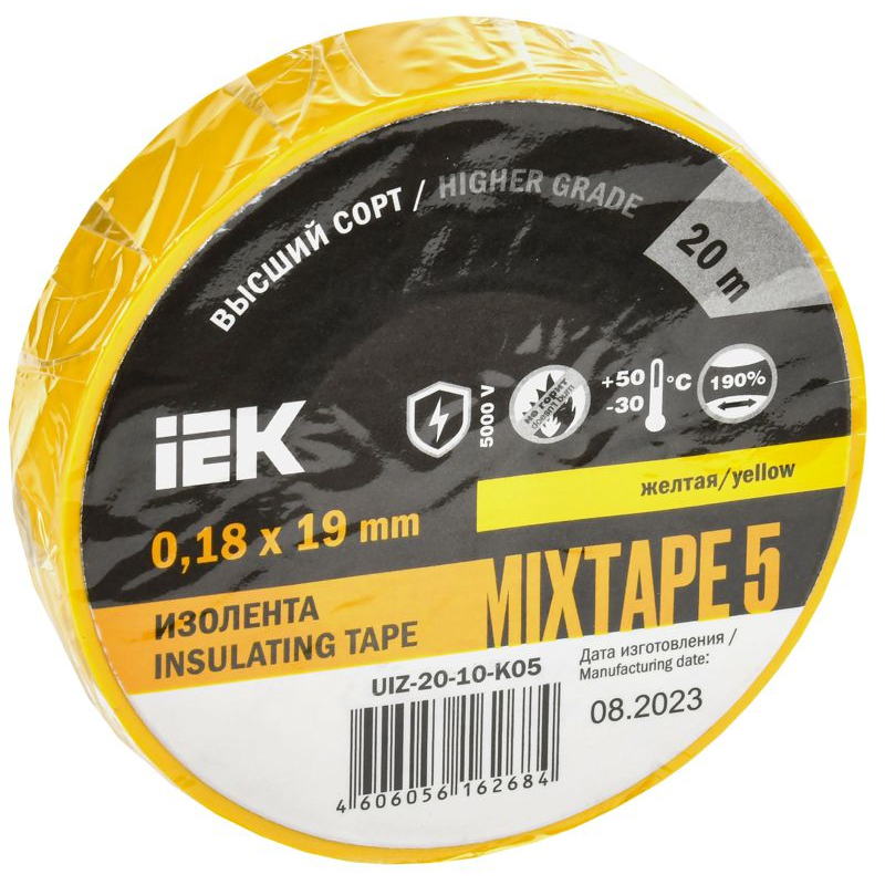 MIXTAPE 5 Изолента 0,18х19мм желтая 20м IEK MIXTAPE 5 Изолента 0,18х19мм желтая 20м IEK