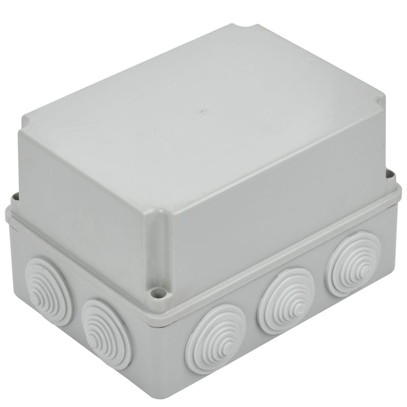 Коробка распаячная КМ41246 для открытой проводки безгалогенная (HF) 190х140х120мм IP55 10 гермовводов серая IEK