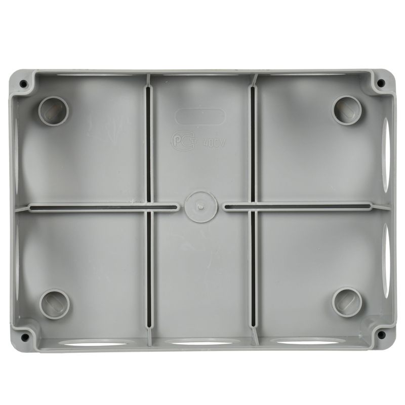 Коробка распаячная КМ41246 для открытой проводки безгалогенная (HF) 190х140х120мм IP55 10 гермовводов серая IEK