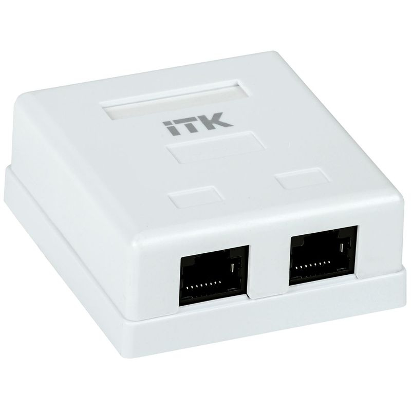 ITK Настенная информационная розетка RJ45 8P8C кат.5E UTP 2-порта белая