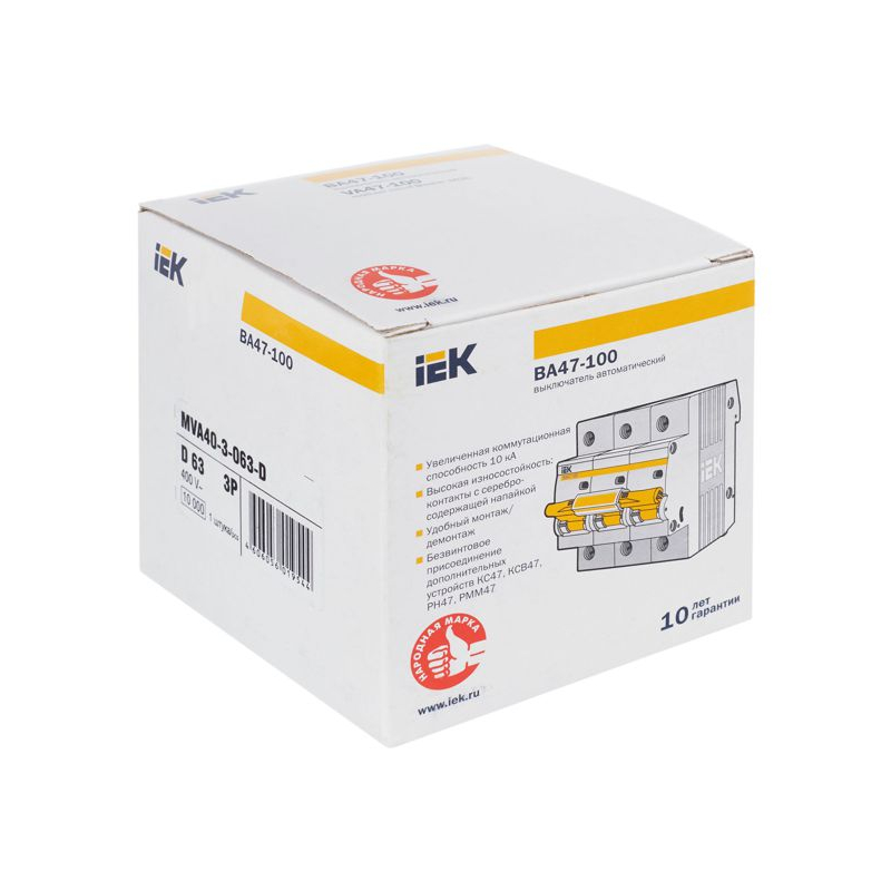 KARAT Автоматический выключатель ВА47-100 3P D 63А 10кА IEK