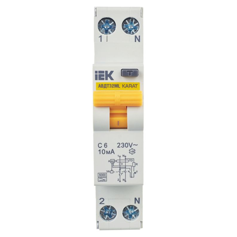 Выключатель автоматический дифференциального тока АВДТ32ML тип A С6 10мА KARAT IEK