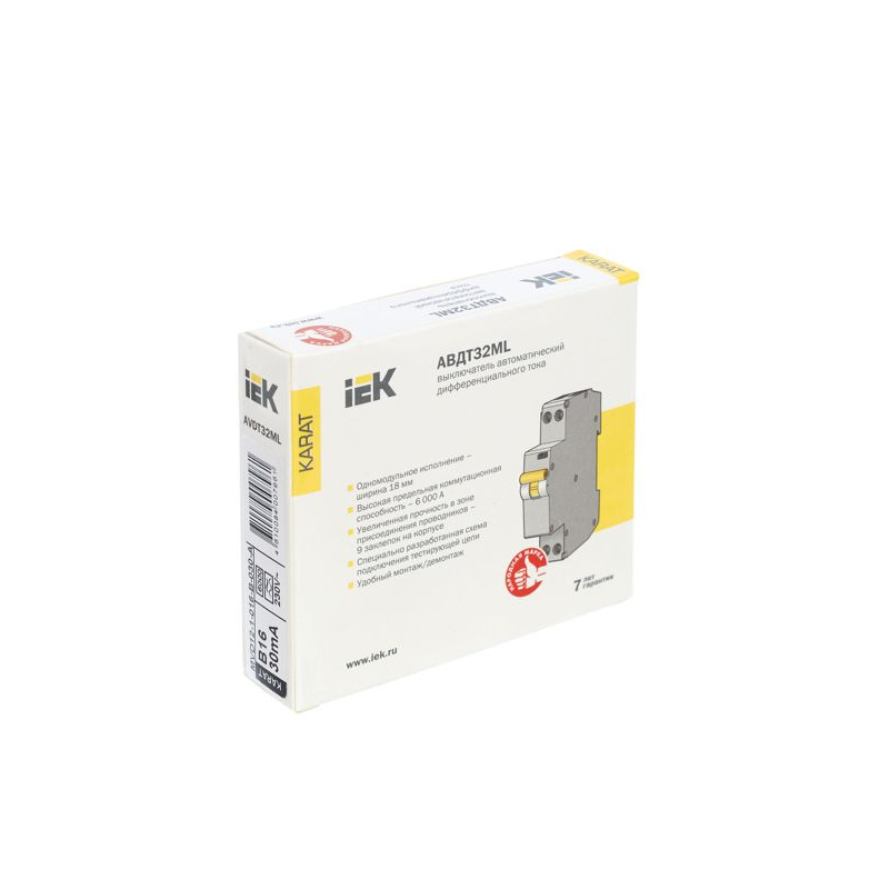 Выключатель автоматический дифференциального тока АВДТ32ML тип A В16 30мА KARAT IEK